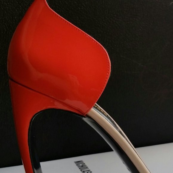 Nicholas Kirkwood Maeva Color Block Patent Leather Sandals/ Coral/US8 - Picture 3 of 4